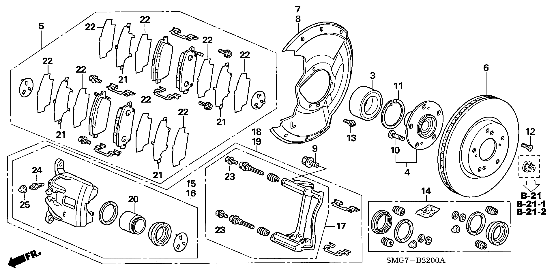 Honda 45022-SMG-E01 - Brake Pad Set, disc brake www.autospares.lv