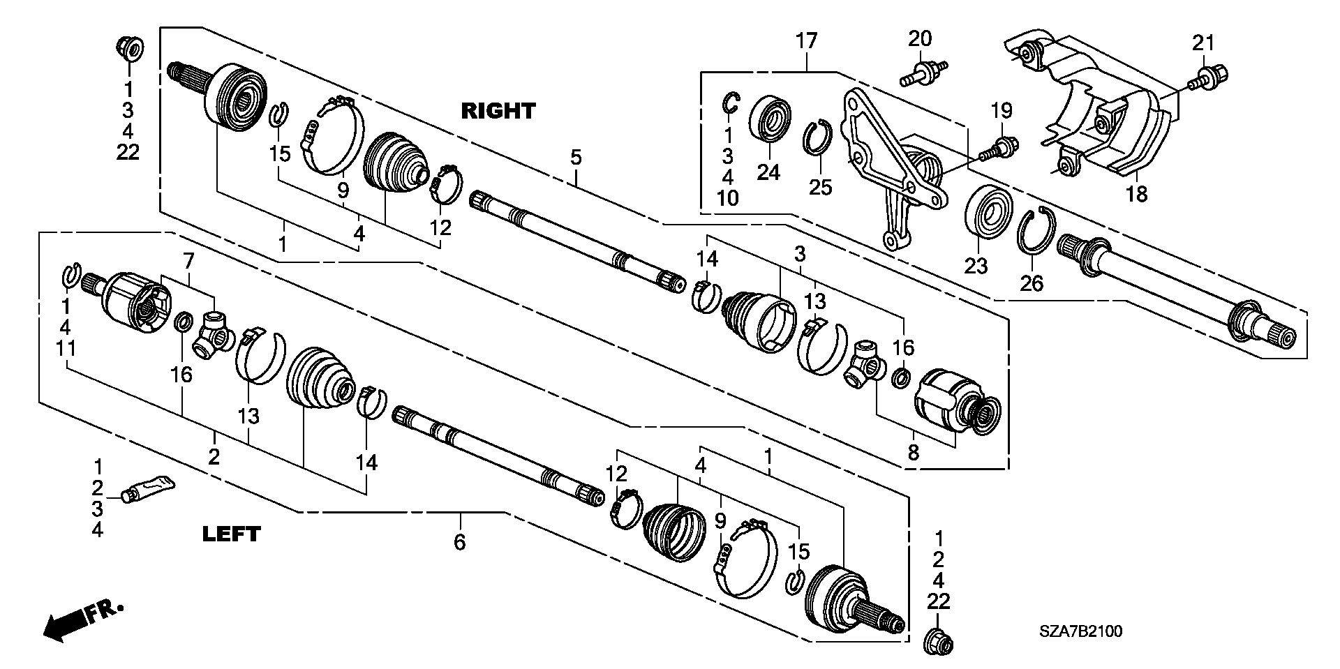 Honda 44310-STX-305 - Šarnīru komplekts, Piedziņas vārpsta autospares.lv