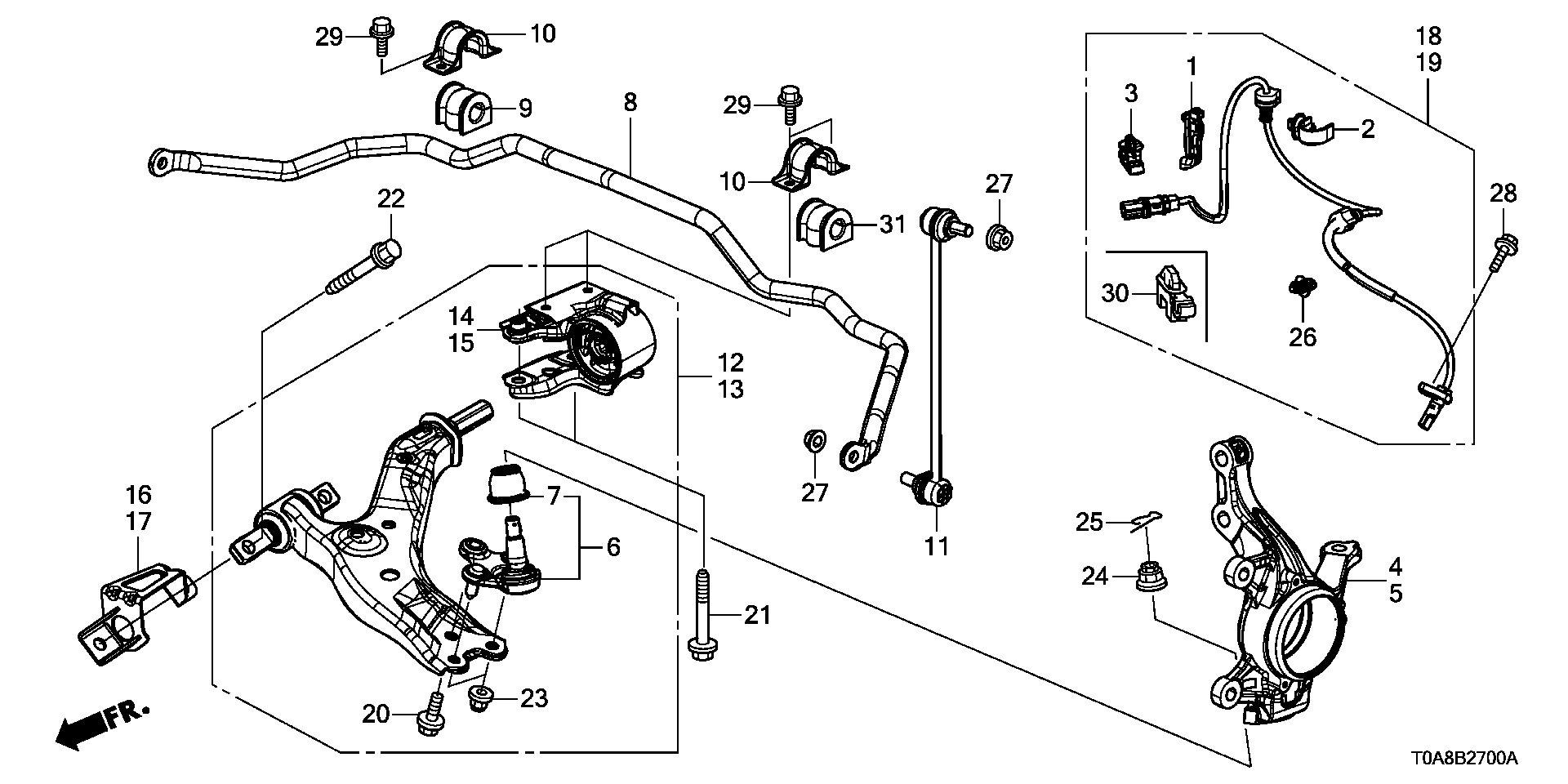 Honda 51395T1WA51 - Piekare, Šķērssvira autospares.lv