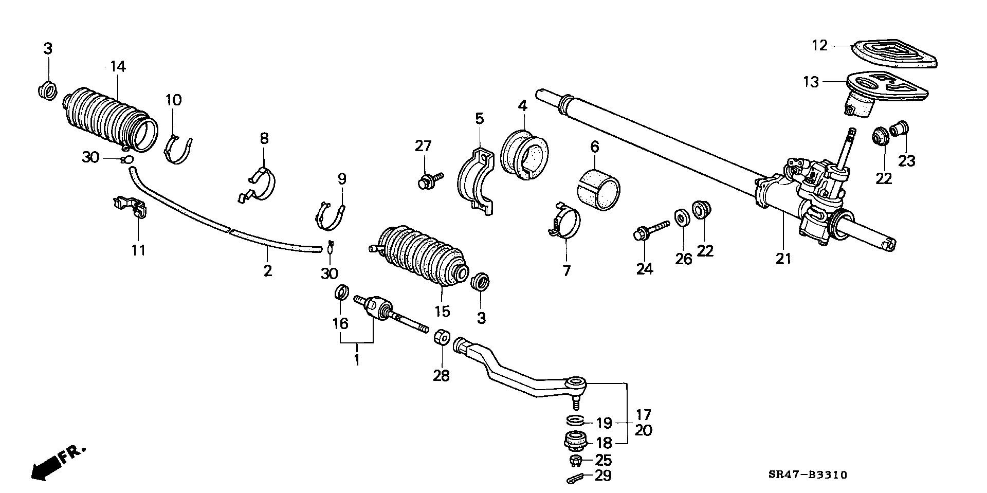 Honda 53534 SR3 A52 - Putekļusargu komplekts, Stūres iekārta autospares.lv