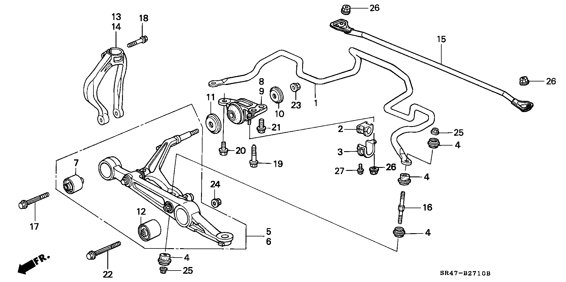 Honda 51360-SR3-A02 - Neatkarīgās balstiekārtas svira, Riteņa piekare www.autospares.lv