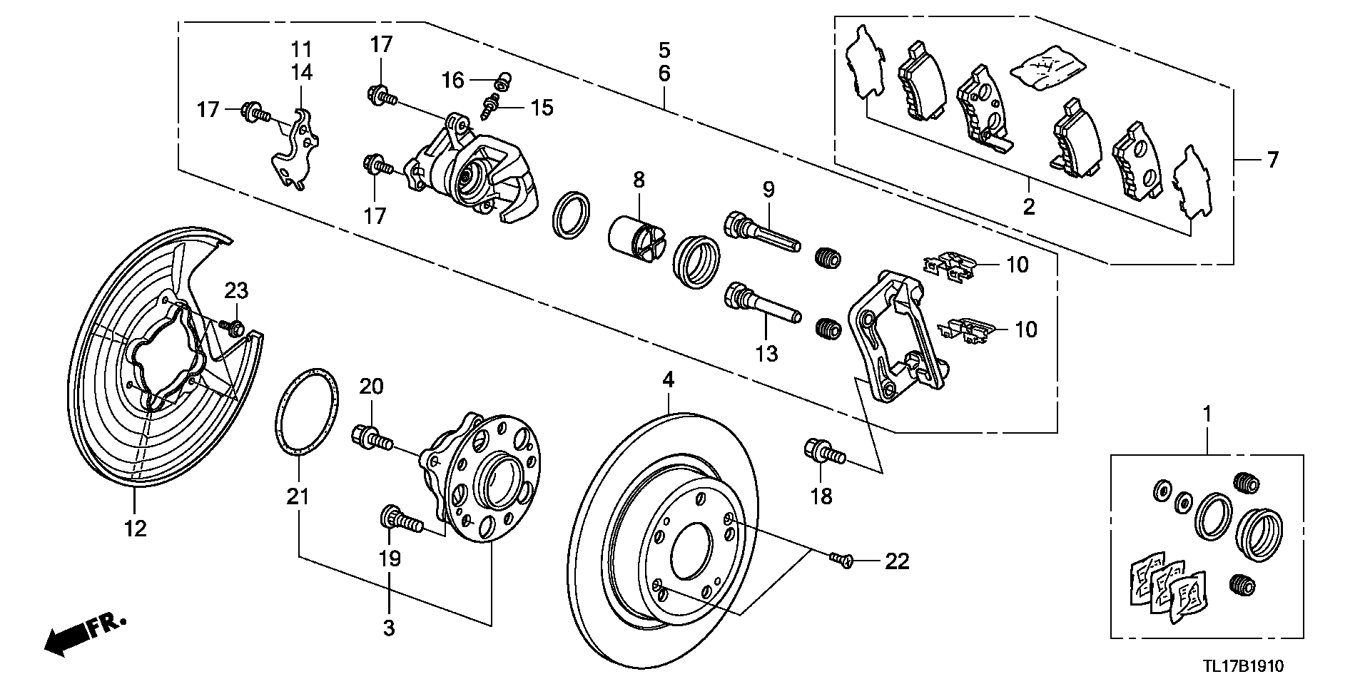 Honda 43022-TL1-G01 - Bremžu uzliku kompl., Disku bremzes www.autospares.lv