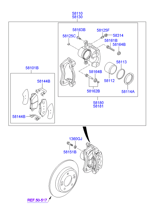 KIA 58101-3XA10 - Bremžu uzliku kompl., Disku bremzes autospares.lv