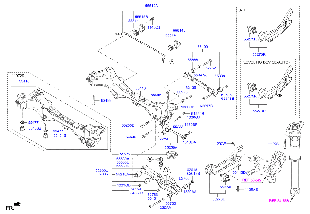 Hyundai 552203S000 - Arm complete - rear lower, rh www.autospares.lv