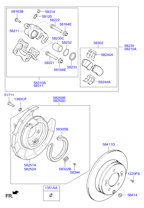 Hyundai 583053SA20 - Brake Shoe Set, parking brake www.autospares.lv