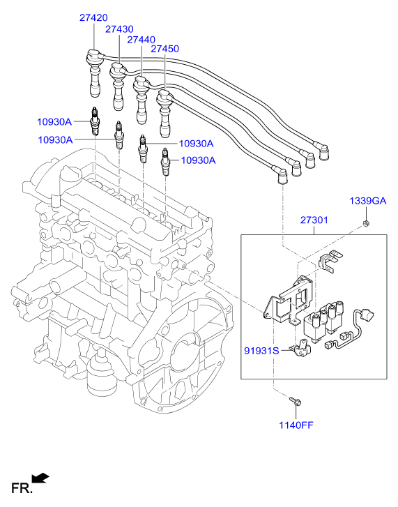 Hyundai 27440-03000 - Augstsprieguma vadu komplekts www.autospares.lv