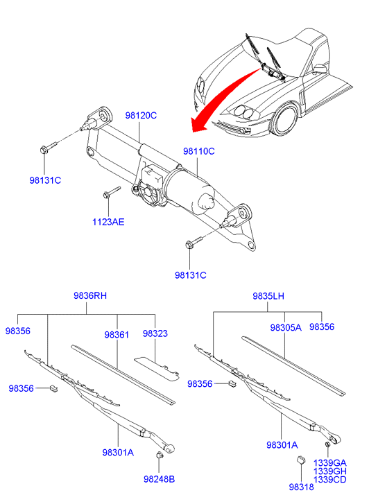 KIA 983602C000 - Stikla tīrītāja slotiņa autospares.lv