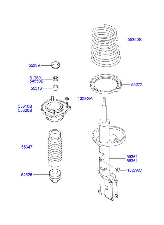 KIA 553252D000 - Putekļu aizsargkomplekts, Amortizators www.autospares.lv