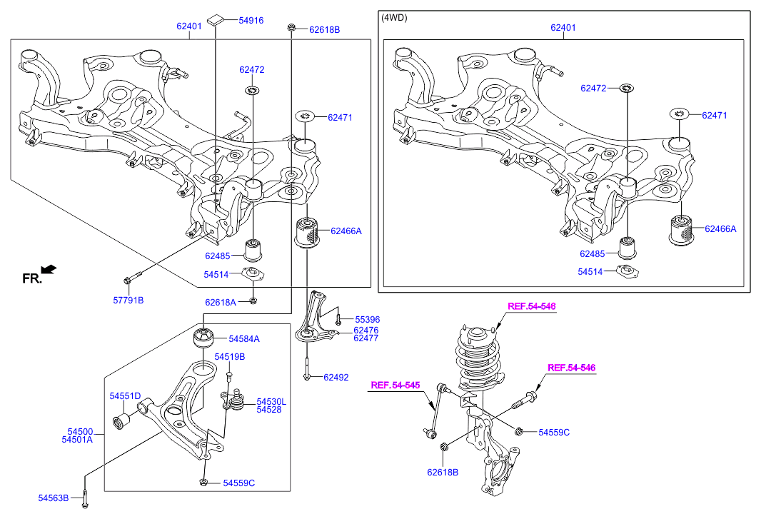 KIA 54584 D3000 - Сайлентблок, рычаг подвески колеса www.autospares.lv