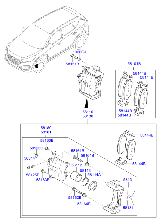 Hyundai 58101-D7A10 - Bremžu uzliku kompl., Disku bremzes autospares.lv