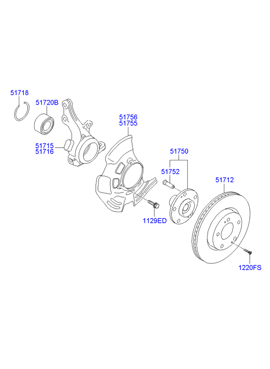 KIA 517504R000 - Подшипник ступицы колеса, комплект www.autospares.lv