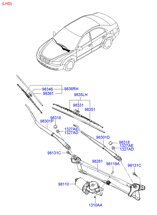 Hyundai 983503K100 - Wiper Blade www.autospares.lv