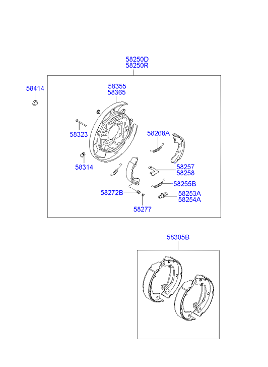 Hyundai 583053KA00 - Brake Shoe Set, parking brake www.autospares.lv