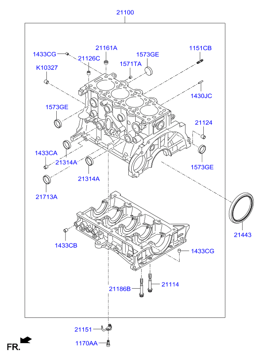 Hyundai 21443-2A000 - Vārpstas blīvgredzens, Kloķvārpsta www.autospares.lv