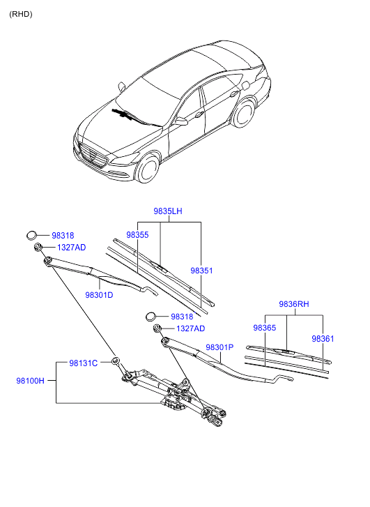 Hyundai 98350B1000 - Stikla tīrītāja slotiņa autospares.lv