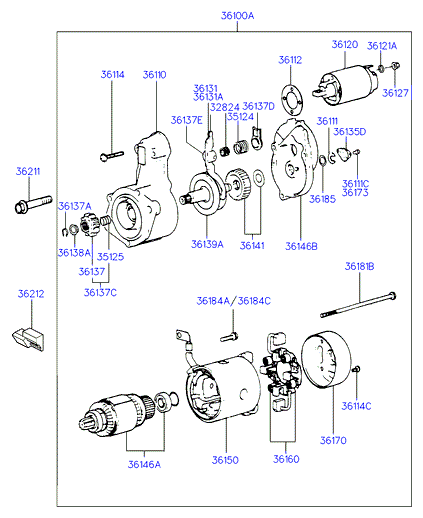 KIA 36100-42011 - Starteris autospares.lv