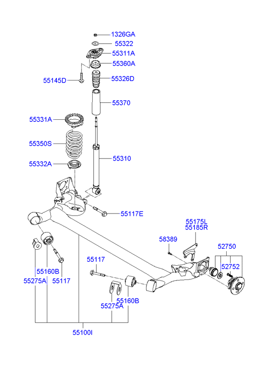 Hyundai 55326-1E000 - Putekļu aizsargkomplekts, Amortizators www.autospares.lv