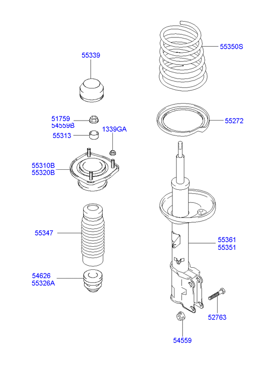 KIA 5532529101 - Putekļu aizsargkomplekts, Amortizators www.autospares.lv