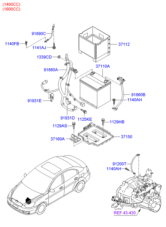 Hyundai 3711025000 - Starter Battery www.autospares.lv