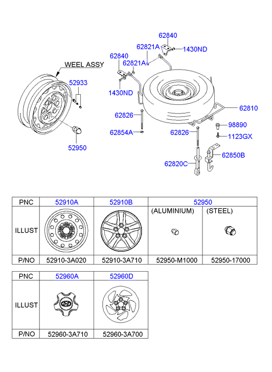 Hyundai 52950-M1000 - Riteņa stiprināsanas uzgrieznis www.autospares.lv