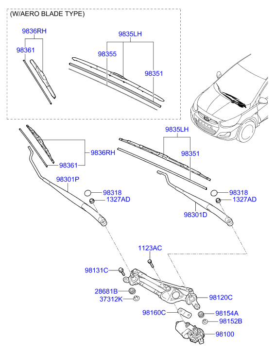 KIA 983601R100 - Щетка стеклоочистителя www.autospares.lv