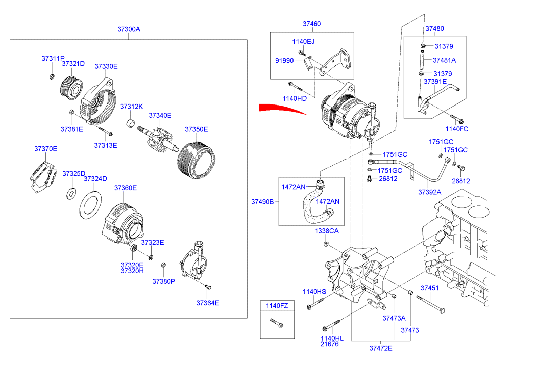 Hyundai 3730027013 - Ģenerators www.autospares.lv