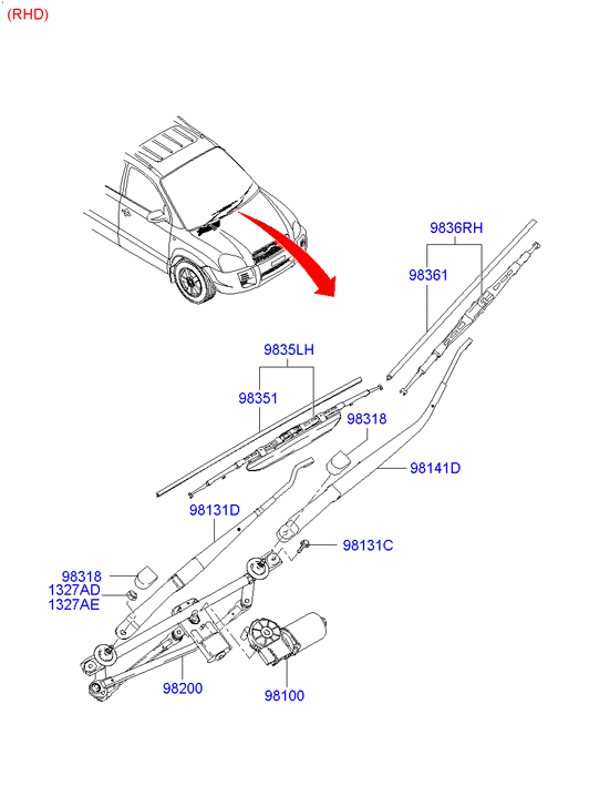 Hyundai 983502E010 - Wiper Blade www.autospares.lv