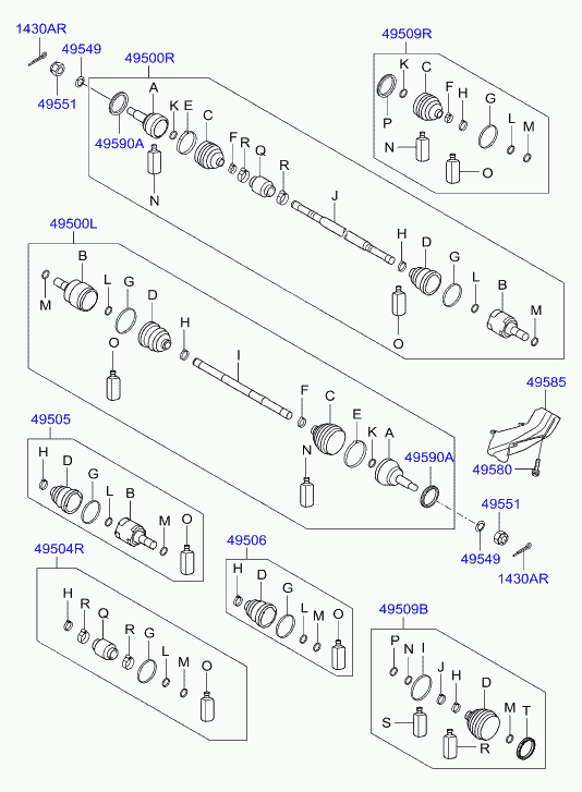 Hyundai 495052HA21 - Šarnīru komplekts, Piedziņas vārpsta autospares.lv