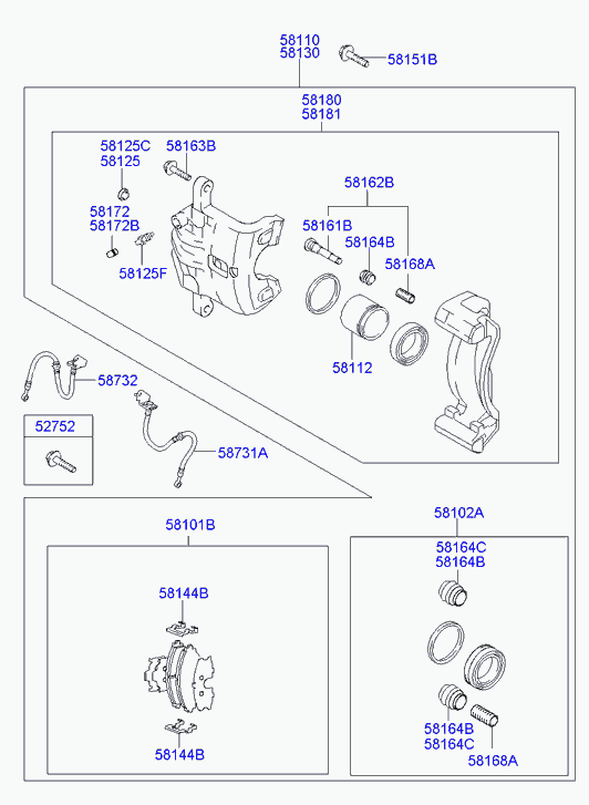 Hyundai 58101 2EA21 - Тормозные колодки, дисковые, комплект www.autospares.lv