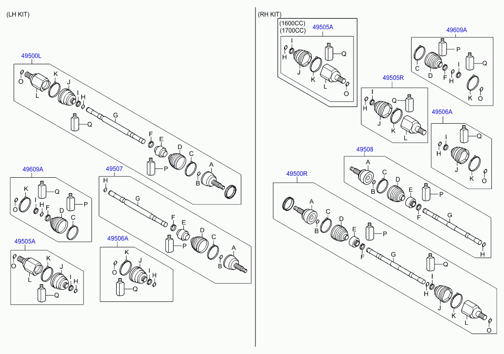 Hyundai 49500-2Y210 - Шарнир, ШРУС, приводной вал www.autospares.lv