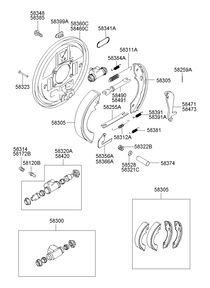 KIA 58305-4AA10 - Bremžu loku komplekts autospares.lv