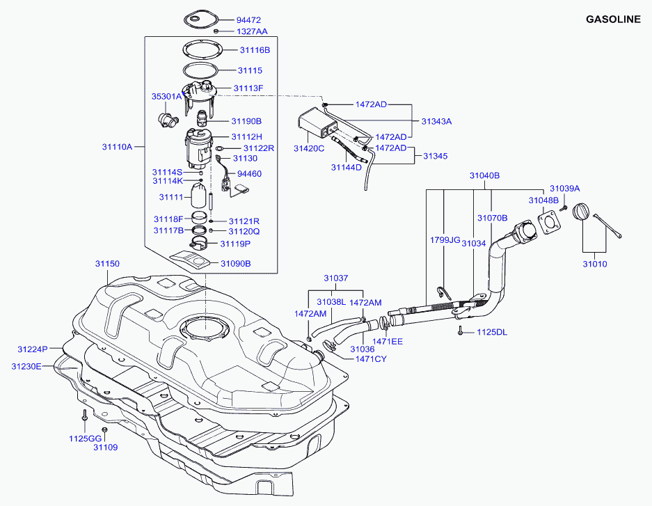 Hyundai 311121C100 - Топливный фильтр www.autospares.lv