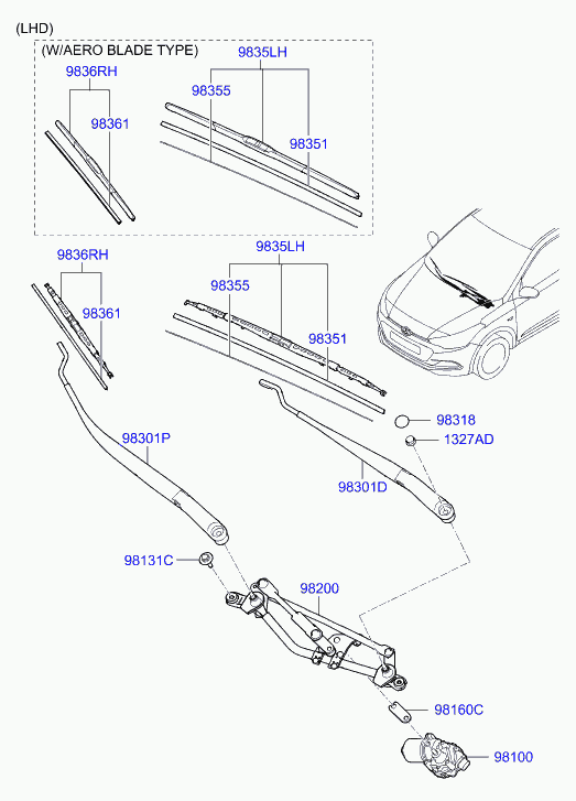 Hyundai 98360 1S000 - Wiper Blade www.autospares.lv