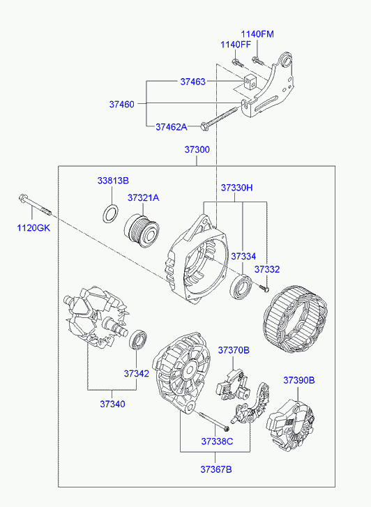 KIA 373002B750 - Ģenerators www.autospares.lv