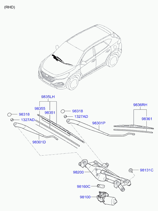 Hyundai 98350-3S300 - Щетка стеклоочистителя www.autospares.lv