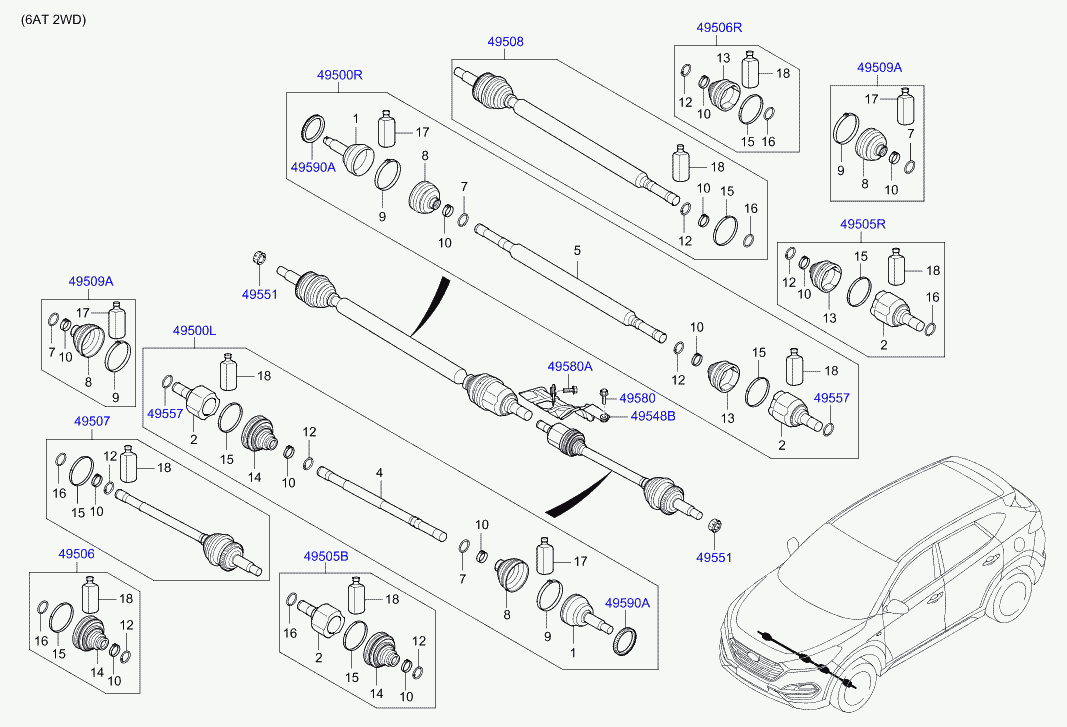 Hyundai 49535D7850 - Šarnīru komplekts, Piedziņas vārpsta www.autospares.lv