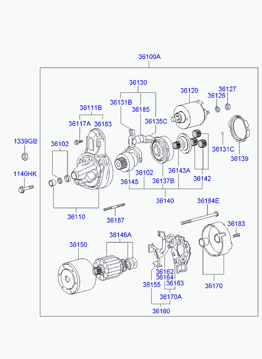 Hyundai 36100-23165 - Starteris autospares.lv