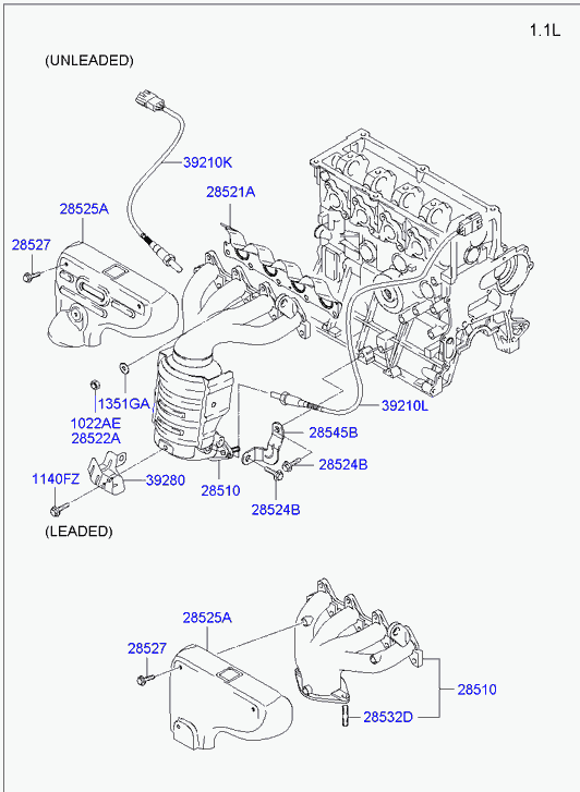 Hyundai 1351008003 - Uzgrieznis, Izplūdes kolektors www.autospares.lv