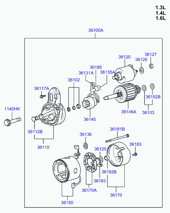 Hyundai 36100-22800 - Starteris autospares.lv