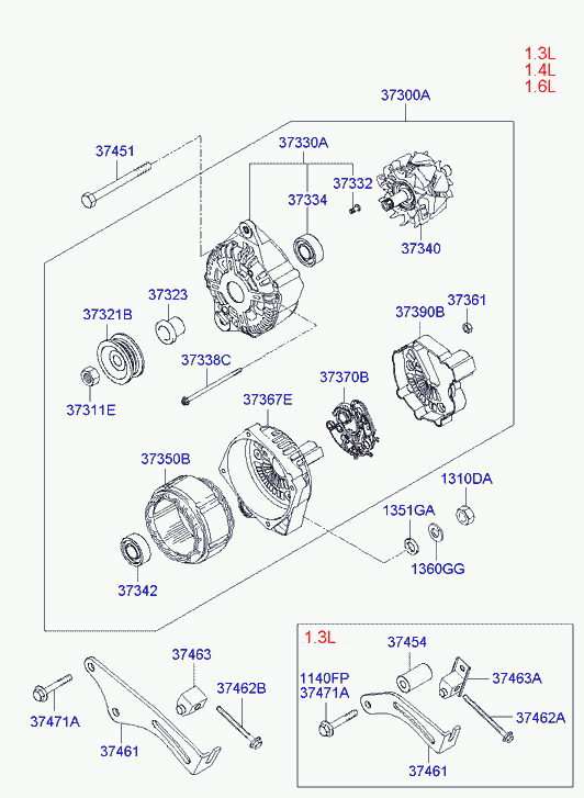 KIA 3732122650 - Шкив генератора, муфта www.autospares.lv