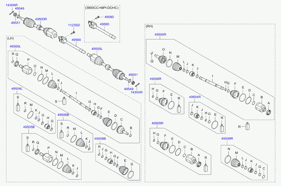 Hyundai 495003J050 - Piedziņas vārpsta, Sadales kārba autospares.lv