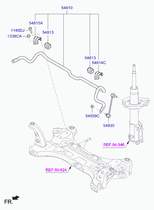 Hyundai 54830M0000 - Stiepnis / Atsaite, Stabilizators autospares.lv