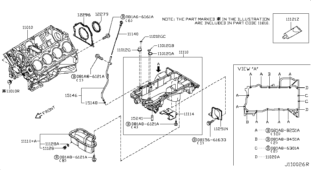 NISSAN 11128-01M00 - Korķis, Eļļas vācele autospares.lv