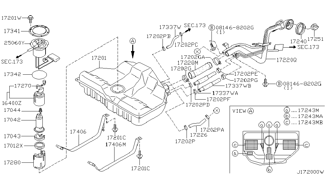 NISSAN 17042-2Y900 - Топливный насос www.autospares.lv