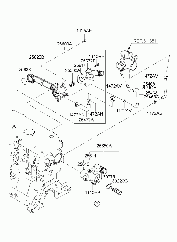 KIA 25612-02501 - Термостат охлаждающей жидкости / корпус www.autospares.lv