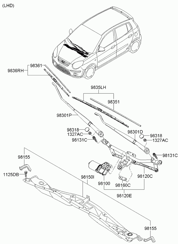 KIA 9836007000 - Stikla tīrītāja slotiņa www.autospares.lv