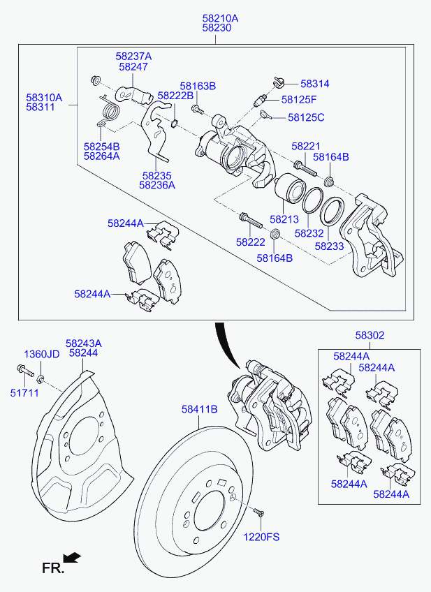 Hyundai (BEIJING) 58302A4B00 - Pad kit - rear disc brake www.autospares.lv