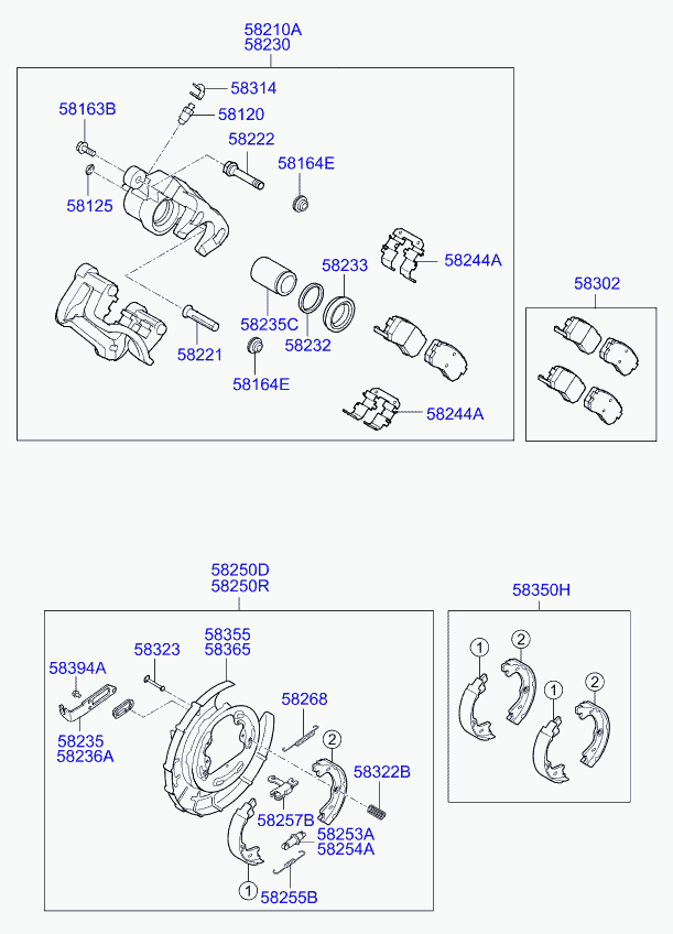 KIA 58302-1HA00 - Тормозные колодки, дисковые, комплект www.autospares.lv