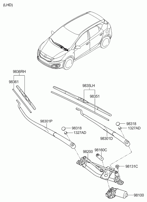 KIA 98360-A2000 - Wiper Blade www.autospares.lv