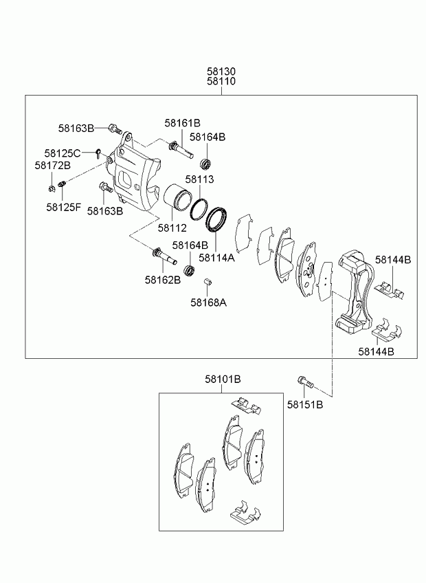 KIA 581012FA21 - Тормозные колодки, дисковые, комплект www.autospares.lv